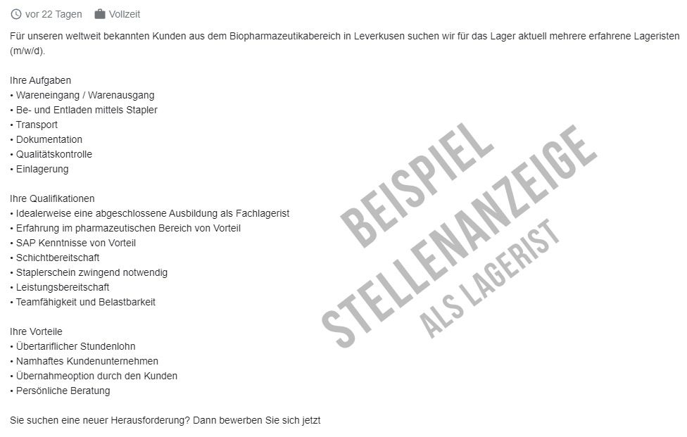 Beispiel Stellenanzeige