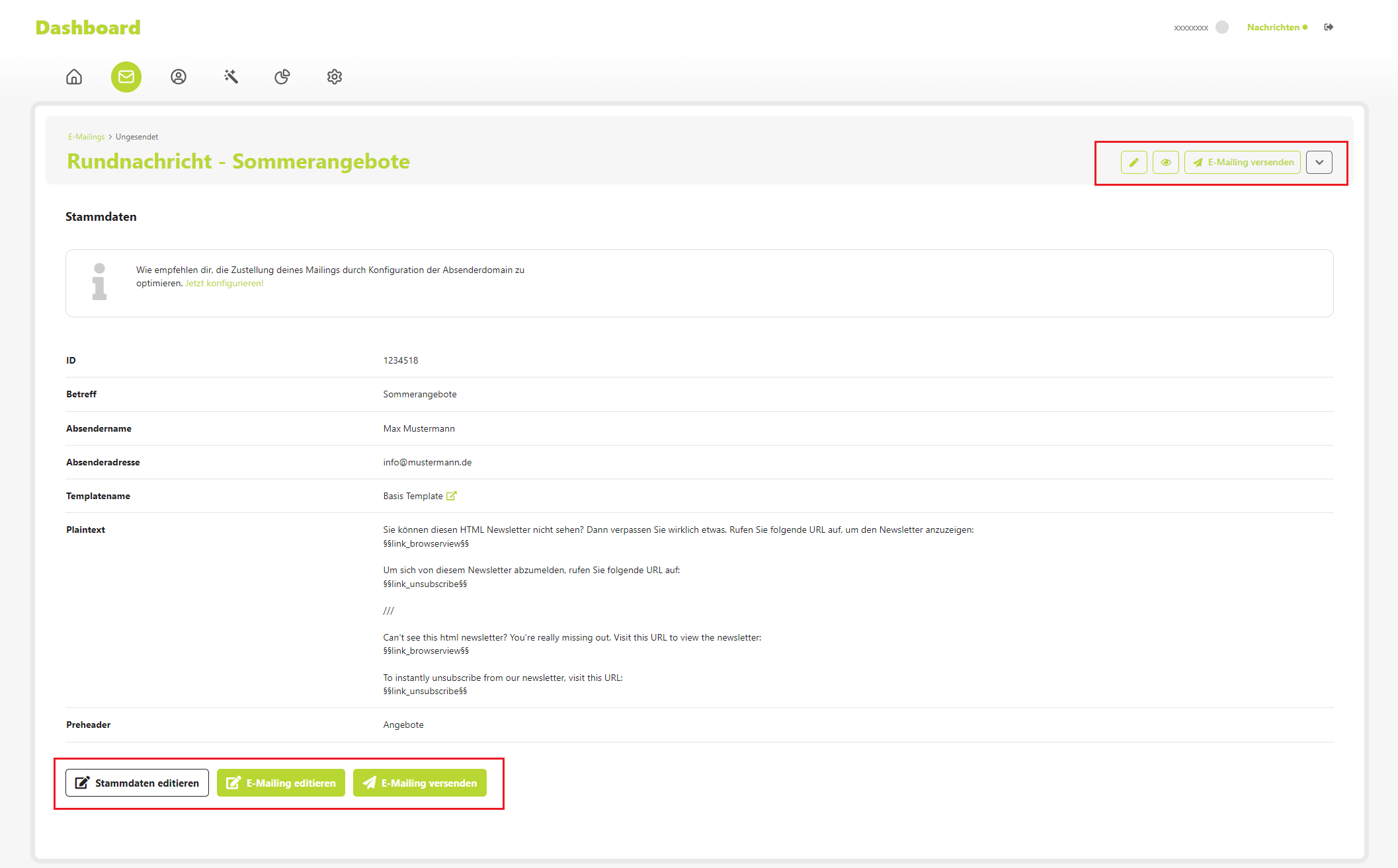 E-Mailings abschicken